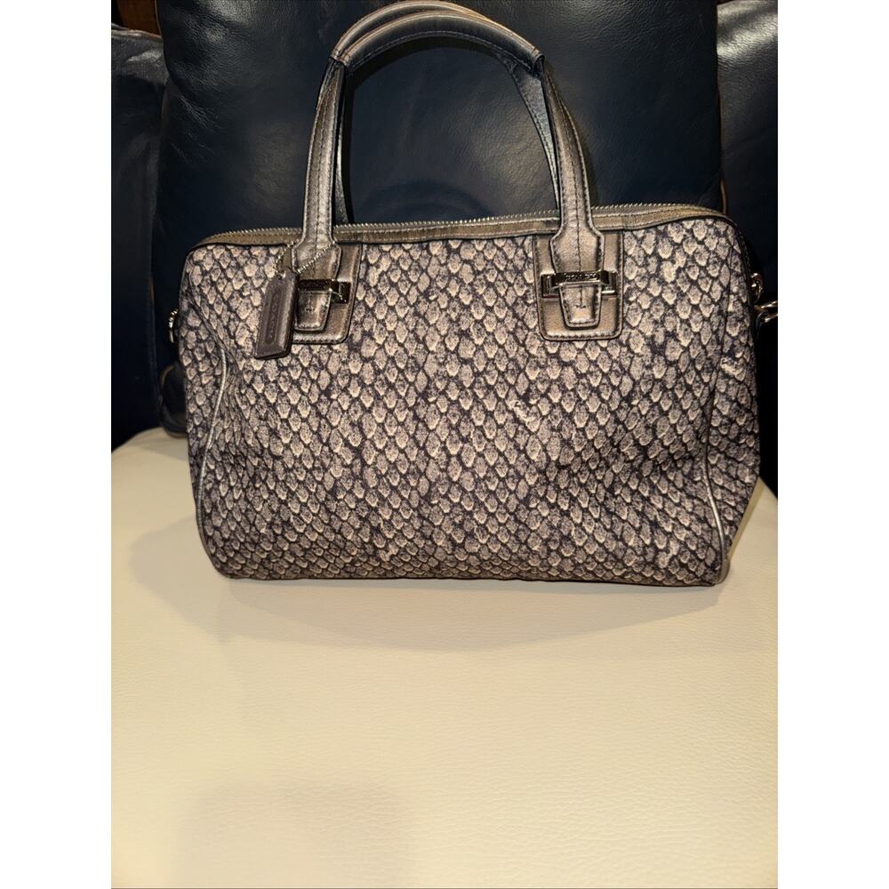 Coach Taylor Python Satchel Shoulder Handbag Gunm… - image 1